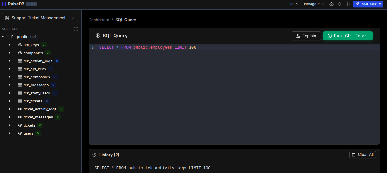 SQL Query Editor screenshot